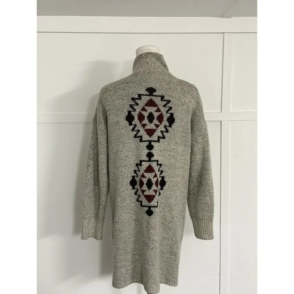 Debut size medium knit cardigan open front pockets Aztec tribal Southwestern - Picture 4 of 9